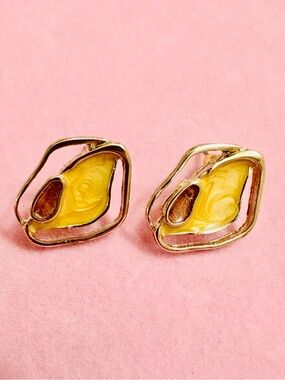 Abstract Gold Statement Stud Earrings